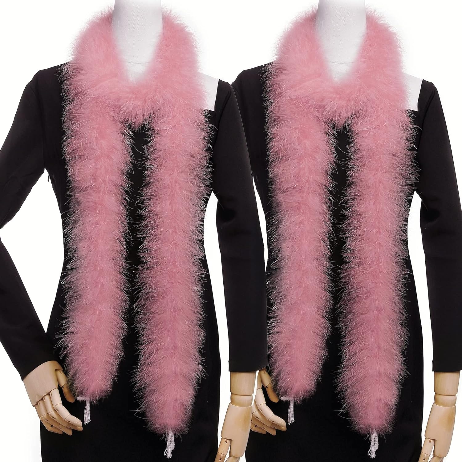 Holmgren Lotus Pink Feather Boa - 2 Pcs 25g 2 Yards for DIY Craft, Home, Wedding & Party Decoration