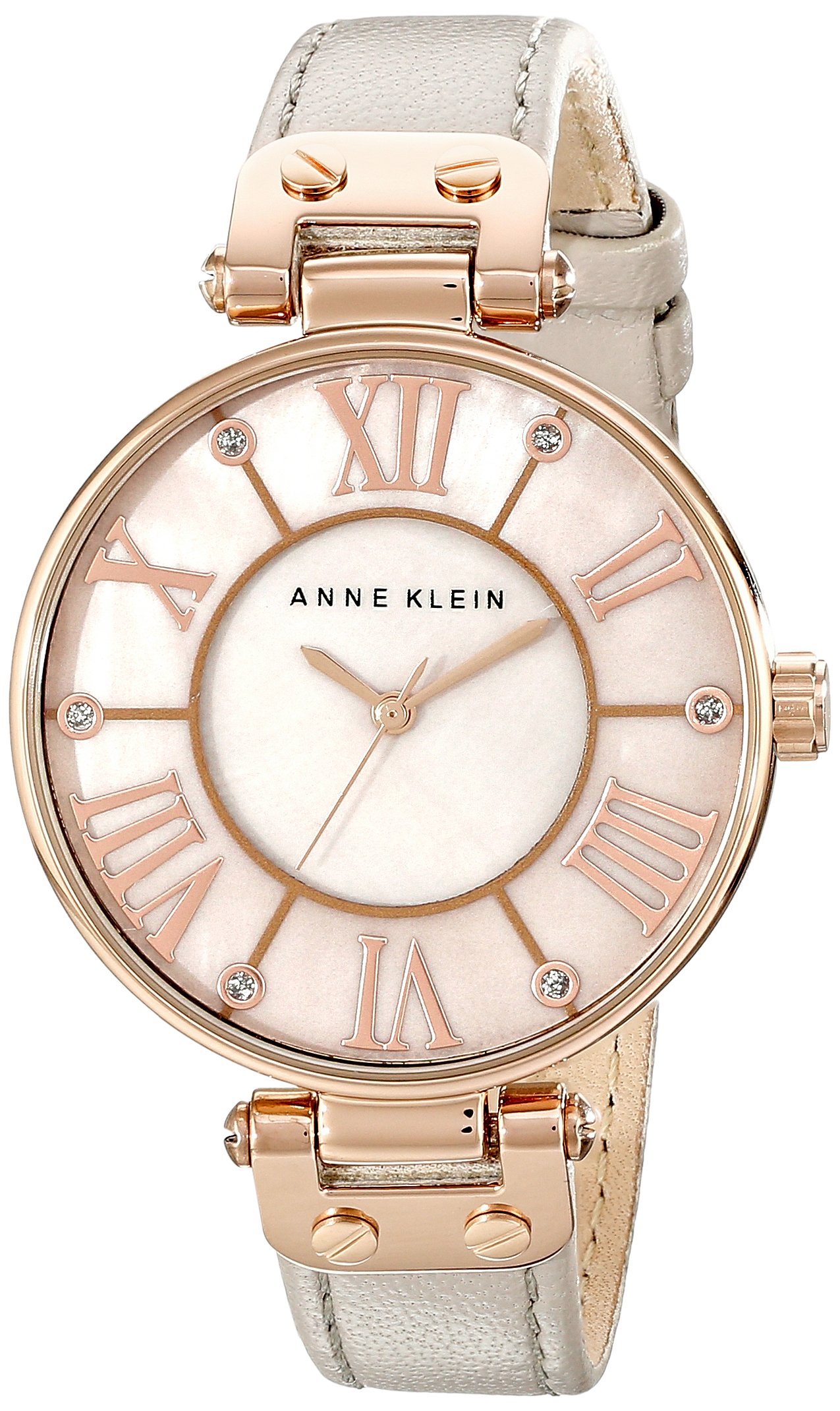 Anne KleinWomen's 10/9918RGTP Rose Gold-Tone and Taupe Leather Strap Watch