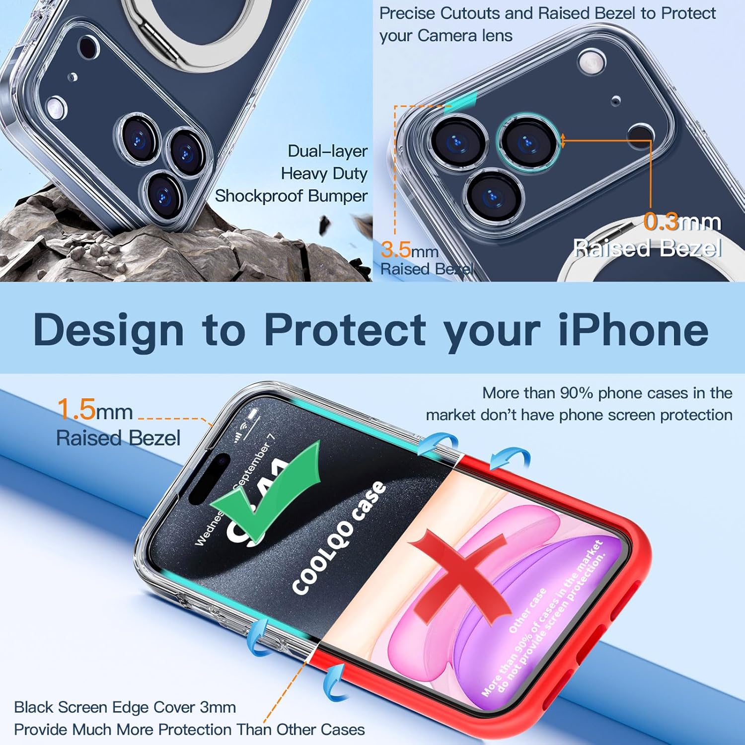 Magnetic for iPhone 17 Pro Max Case Non-Yellowing [2 x Screen Protector] Compatible with MagSafe Military Grade 17 FT Drop Shockproof Full Camera Protection 360° Spin Stand Phone Cover Clear - Image 4
