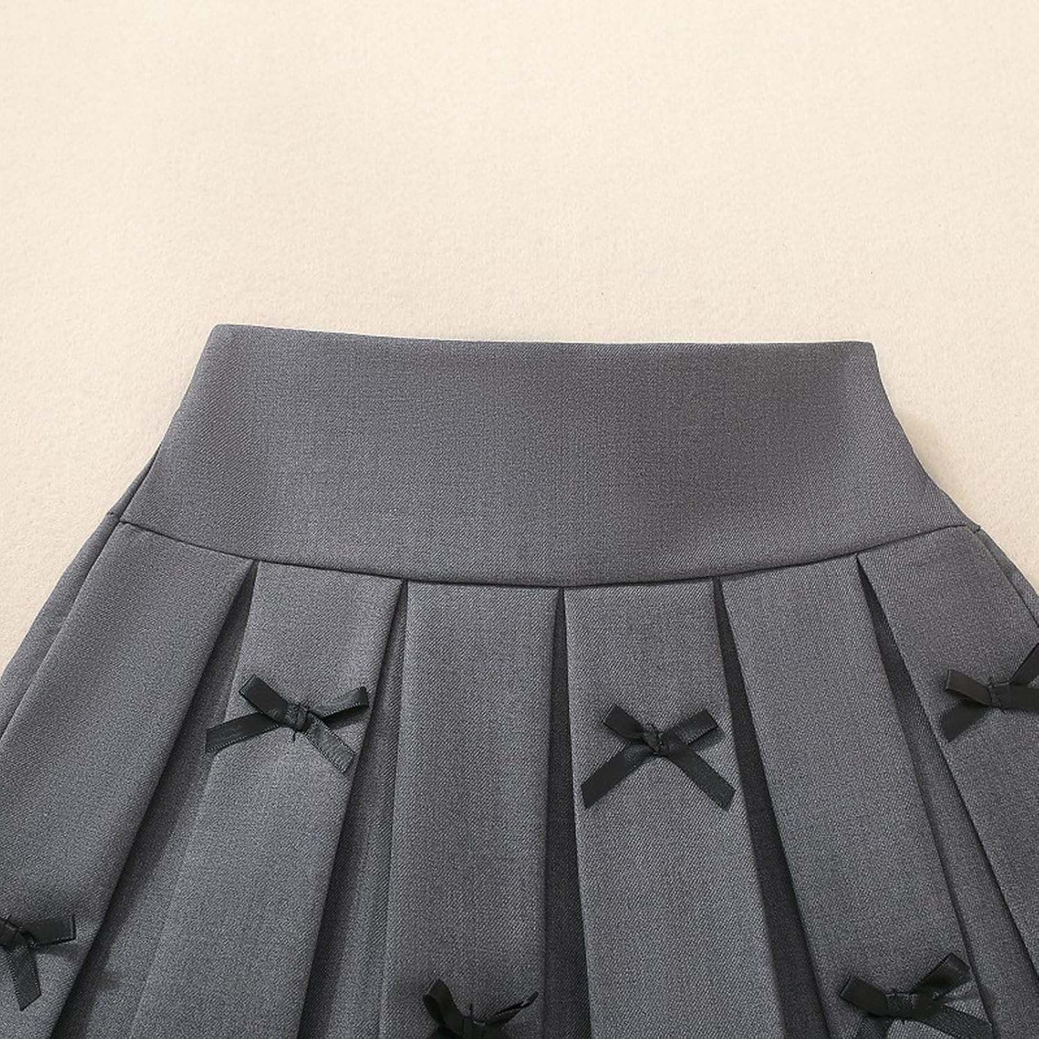 Pleated Mini Skirt for Girls 2026 High Waist A Line Skater Bottom School Uniform Short Skirts Cute Bow Trim Fit