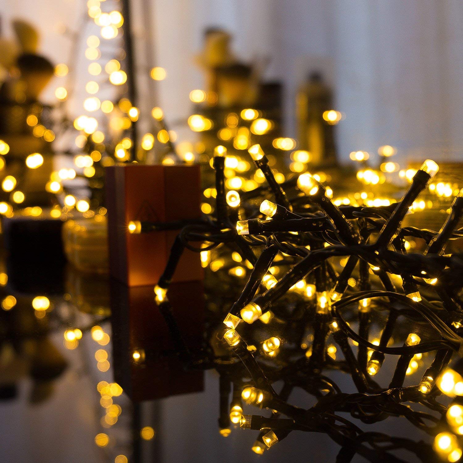 Aufun LED Guirnalda de Luces exterior, 100m, 1000 LED cadena de luz exterior luces de Navidad a prueba de agua IP44 con 8 modos de luz - para boda, fiesta, jardín (Blanco cálido)