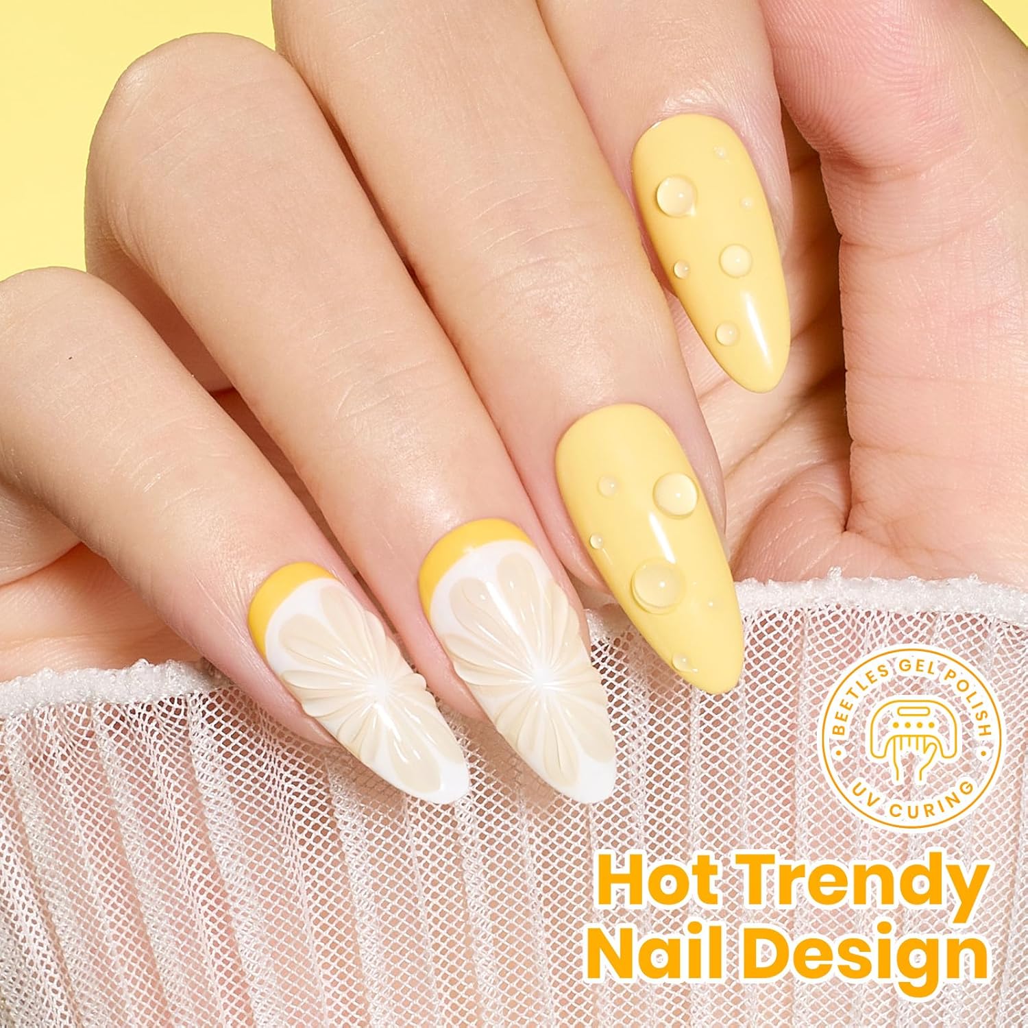 Beetles Yellow Gel Polish Set - Sunny Pantry with Color Card, 6Colors HEMA FREE Yellow Gel Nail Polish Set 15ML Full Size, Long-Lasting Soak Off UV Lamp Summer Spring Nails Art Gifts for Women