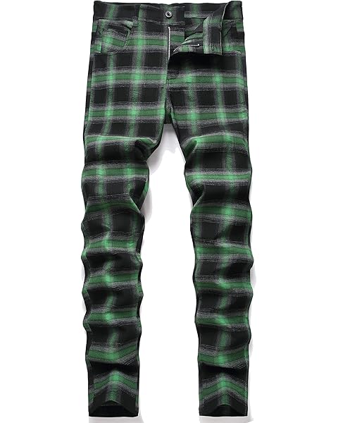 NOVOCCT Plaid Pants for Men - Skinny Mens Dress Pants - Stretch Slim Fit Business Casual Dress Chinos for Men