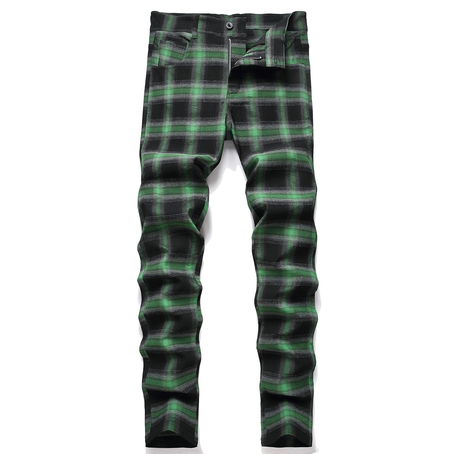 NOVOCCT Plaid Pants for Men - Skinny Mens Dress Pants - Stretch Slim Fit Business Casual Dress Chinos