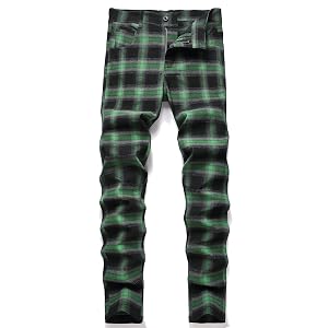 NOVOCCT Plaid Pants for Men - Skinny Mens Dress Pants - Stretch Slim Fit Business Casual Dress Chinos