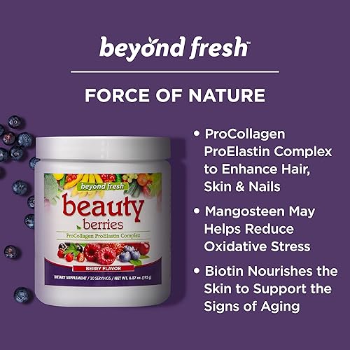 Miniatura 4 de Beyond Fresh Beauty Berries, complejo de procolágeno y proelastina, piel saludable, cabello y uñas, potentes antioxidantes, sabor a bayas, 6.87