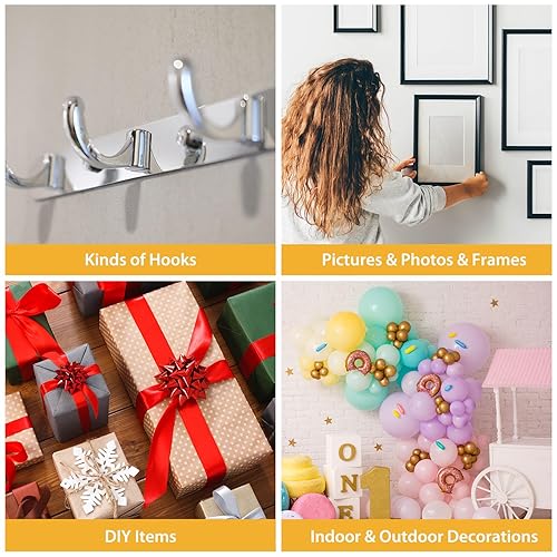 Miniatura 5 de Cinta adhesiva de doble cara resistente, malla de fibra de vidrio de 0.6 pulgadas x 82 pies, cinta adhesiva de doble barra, cinta transparente