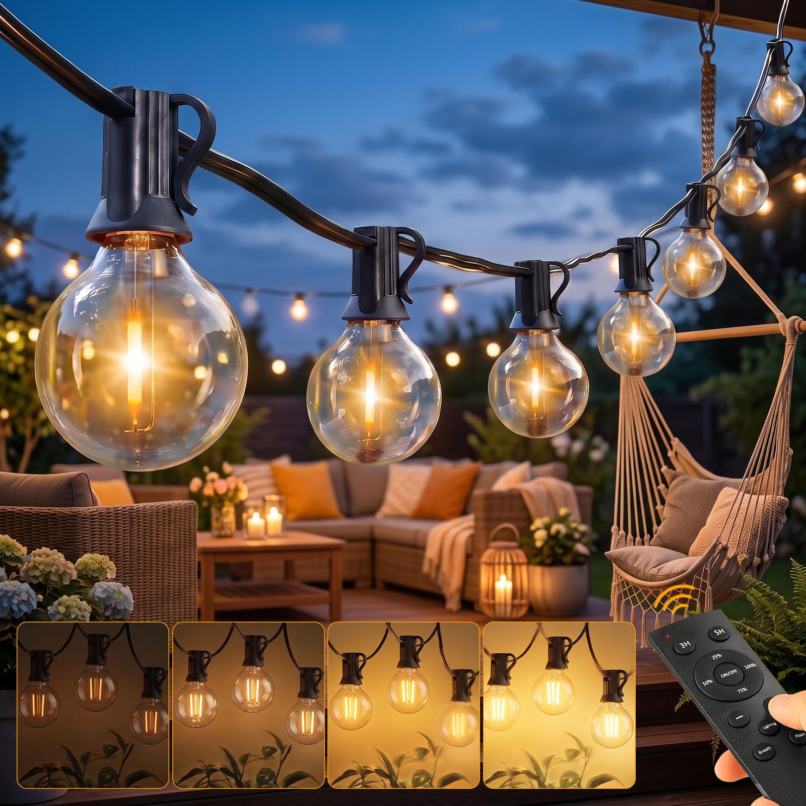 Gowkeey Lichterkette LED Außen Strom Outdoor-35M,G40 Dimmbar Glühbirnen