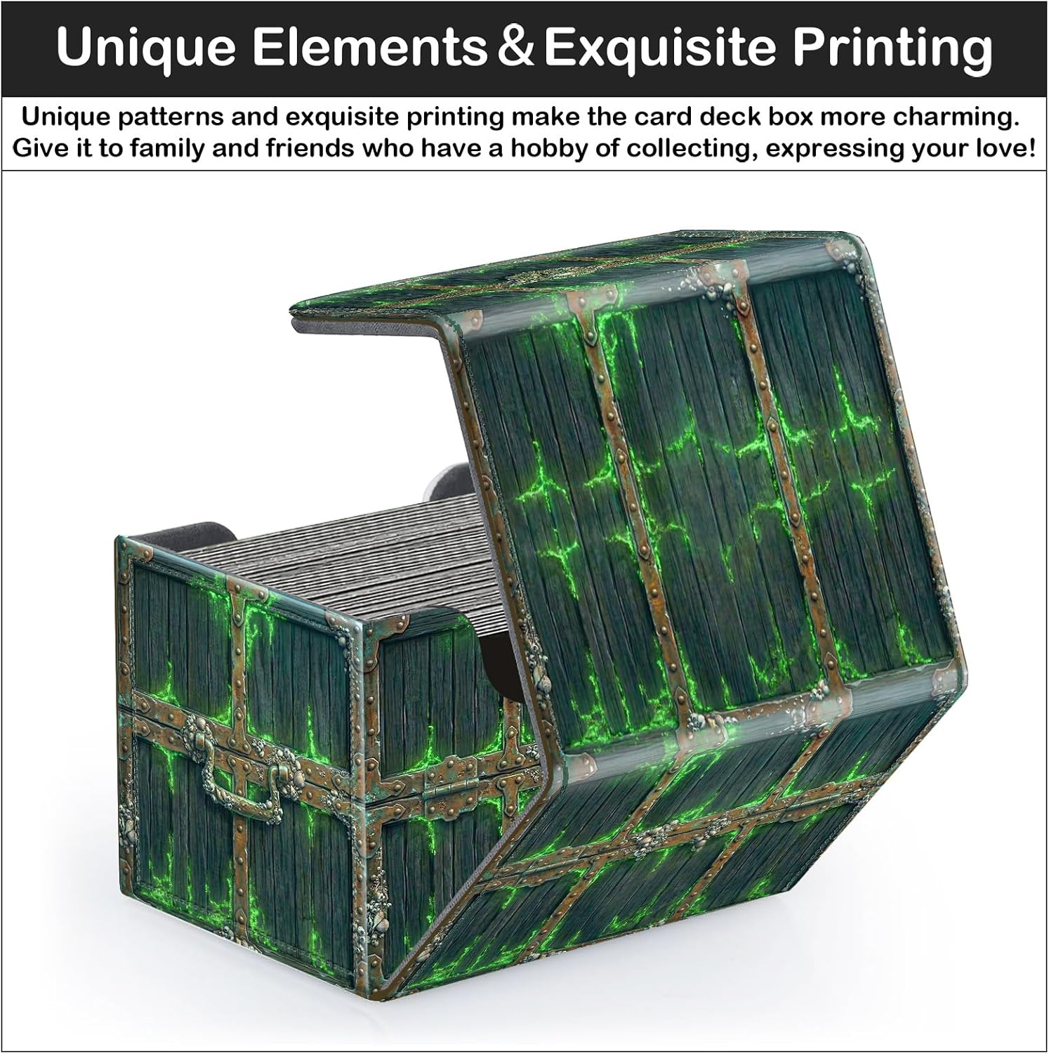 Commander Deck Box, Glowing Pirate Chest, Magnetic Trading Card Storage image 4