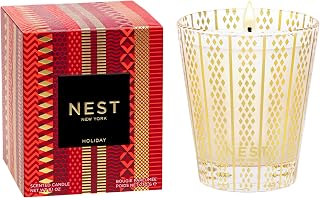 NEST New York Holiday Christmas Scented Candle 8.1oz - Pomegranate Mandarin Pine Cinnamon Vanilla - 60Hr Clean Burn Vegan Glass Jar