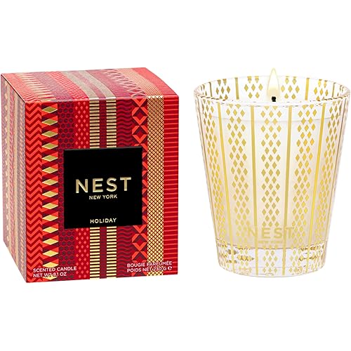 NEST New York Scented Classic Christmas Candle, Holiday - 8.1 oz - Up to 60-Hour Burn Time - Reusable Glass Vessel