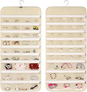 Cabilock Earring Holder Jewelry Holder 1PC Double Sided Jewelry Holder Hanging Jewelry Organizer Zipper Jewelry Pocket Wall Closet Jewelry Holder Jewelry Organizer Hanging Jewelry Wall Organizer
