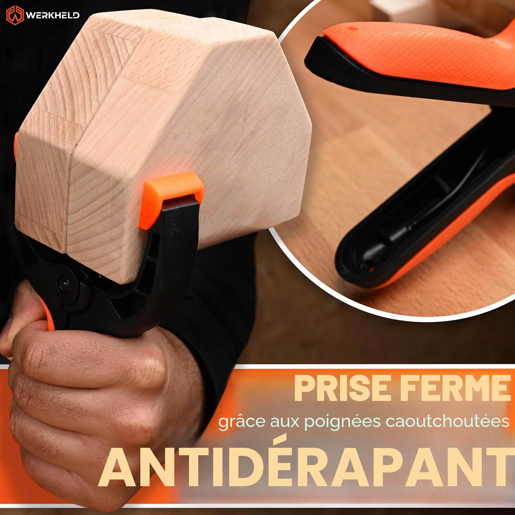 Lot de 10 pinces de serrage rotatives en nylon avec ressort en carbone et poignées caoutchoutées - Pincettes 7 cm et forte tenaille
