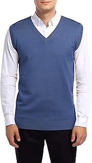 Sponsored Ad - Yong Horse Men's Slim Fit V Neck Sweater Vest Knitted Cotton Sleeveless Casual Mens Sweater Pullover