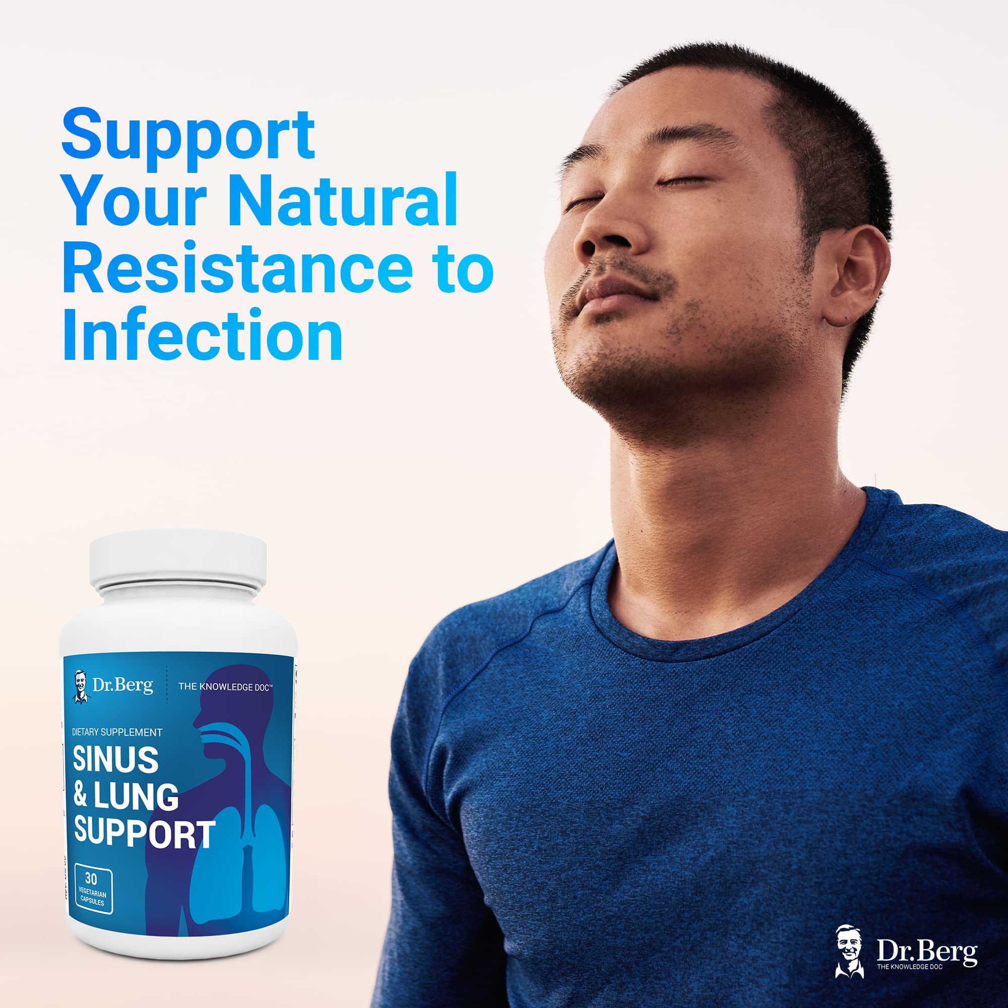 Dr. Berg's Sinus & Lung Support Supplement Healthy Respiratory System, Sinus Relief and Lung