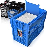 Vista 10 de BCW Contenedor corto para cómics, capacidad para 150 cómics, almacenamiento de plástico apilable, organizador sin ácidos, azul, individual