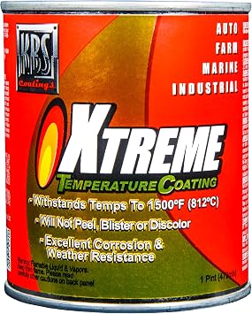 KBS Coatings 65302 Jet Black Xtreme Temperature Coating - 1 Pint
