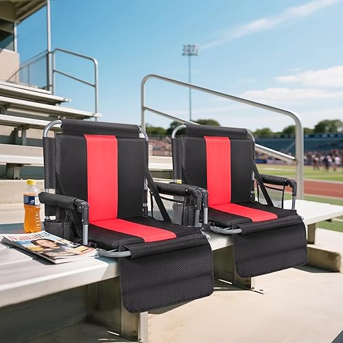 Miniatura 2 de ALPHA CAMP Stadium Seat Padded Chair for Bleachers with Back& Arm Rest