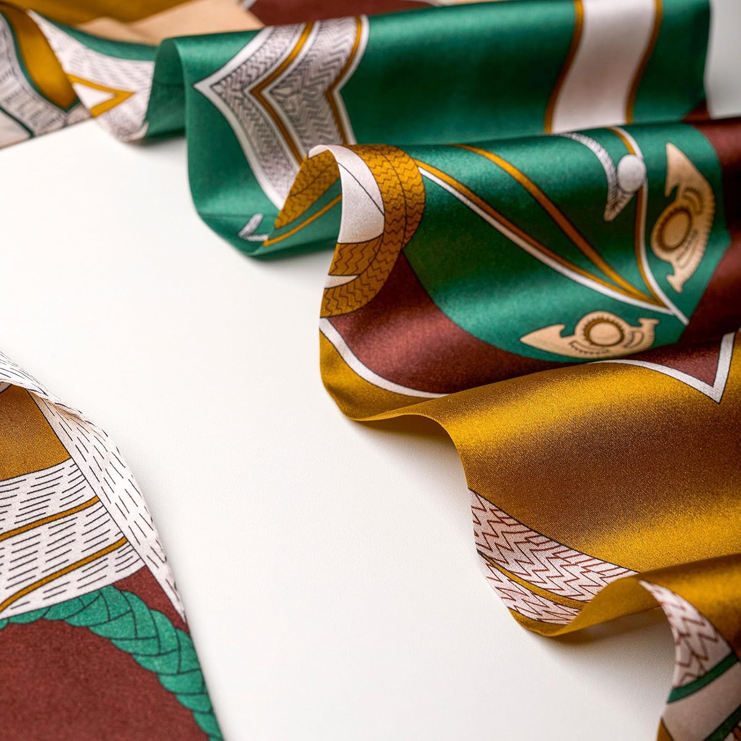 100% Mulberry Silk Double-Sided Dual Print Long Neck Scarf Hair Wrap Handbag Handle Ribbon Gift Wrapped for Women