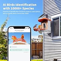 Vista 2 de Comedero para pájaros con cámara, panel solar para identificar especies de aves, casa inteligente para pájaros con leva (naranja claro)
