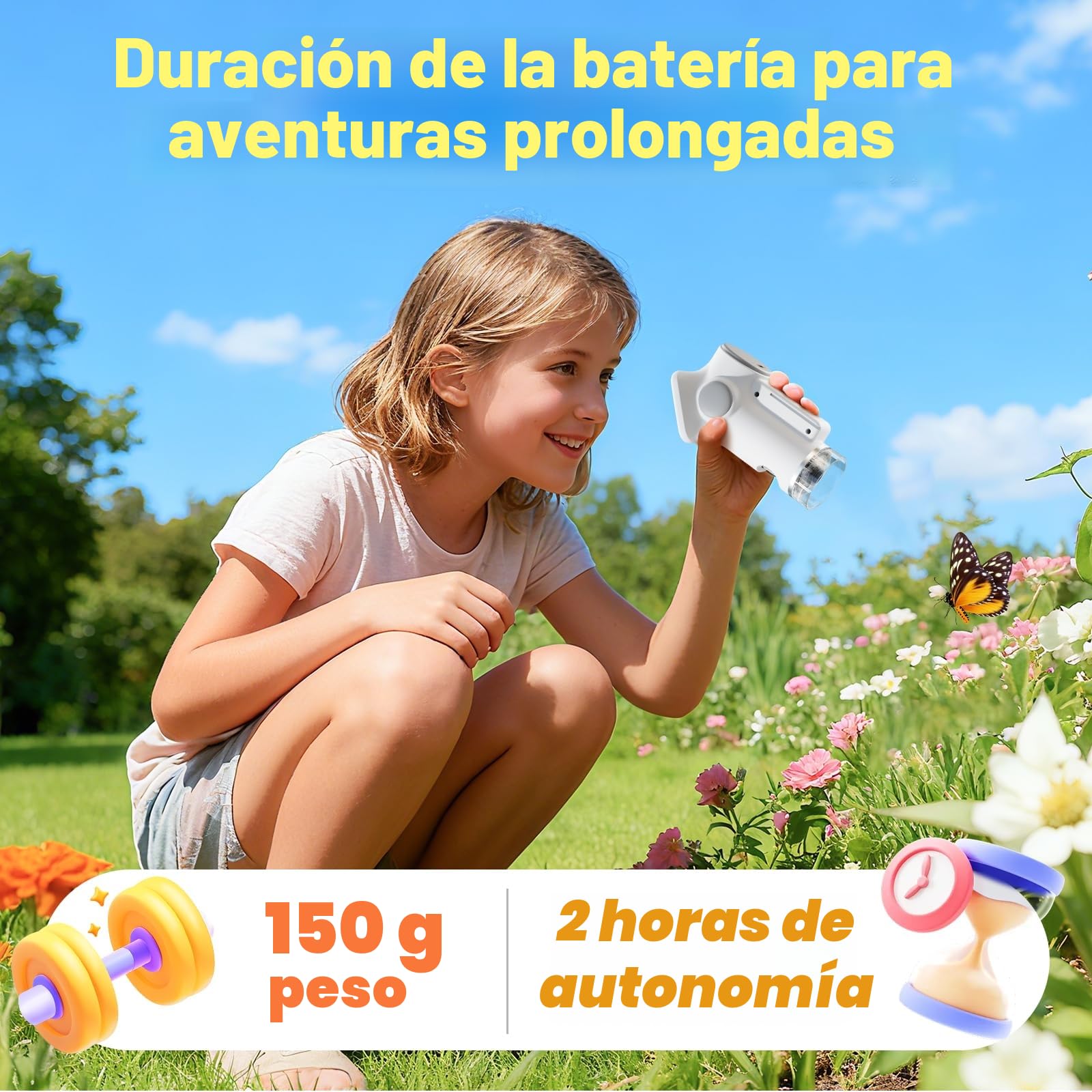 1600X Microscopio para Niños, 2.0" Pantalla Mini microscopios Digitales con Kit de Portaobjetos y 6 Luces LED, Juguetes Ciencias Educativas, Niños Alumnos de 3 a 12 Años