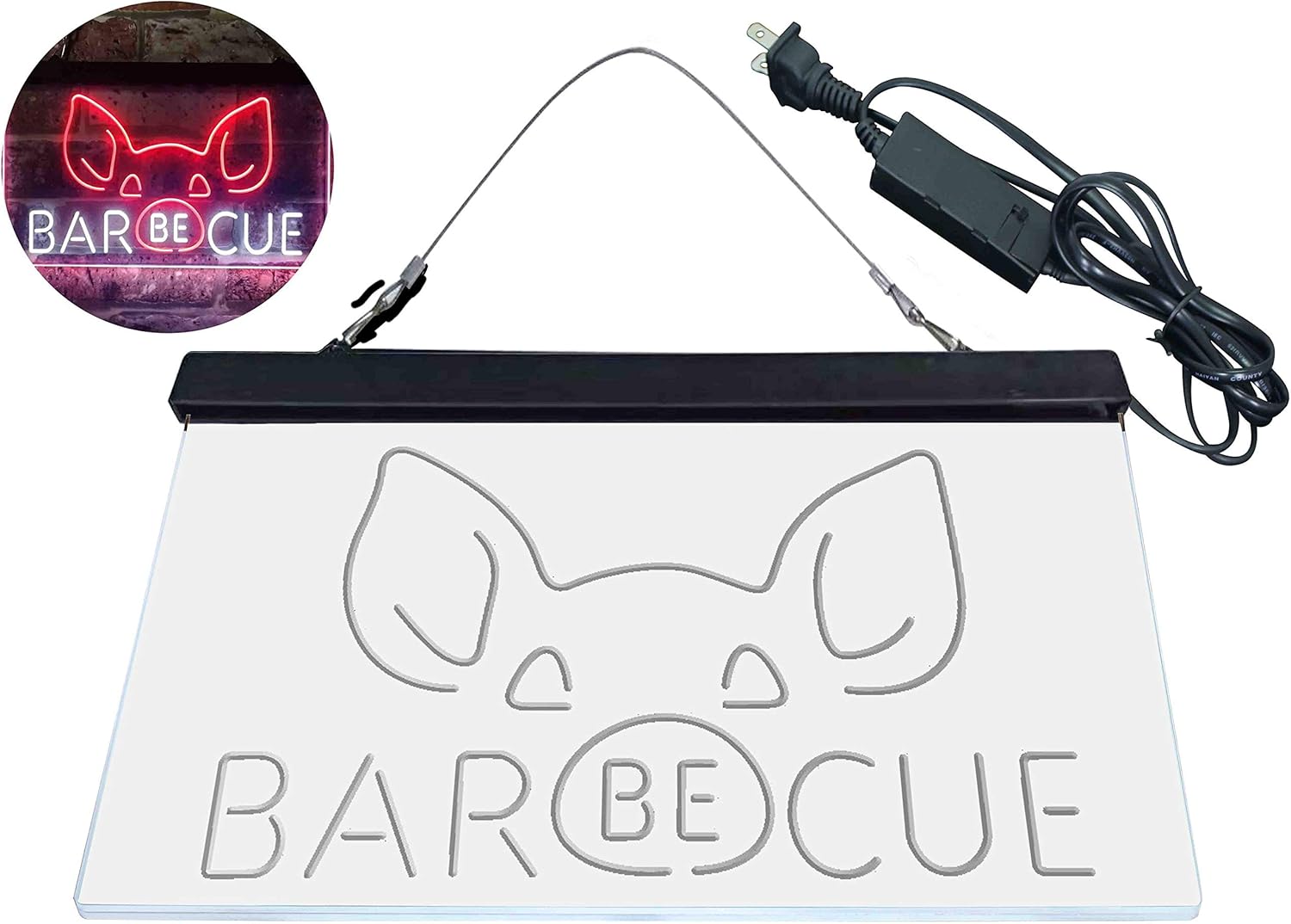 ADVPRO BBQ Pig Nose Funny Garden Display Dual Color LED Neon Sign White & Red 16 x 12 Inches st6s43-i3907-wr
