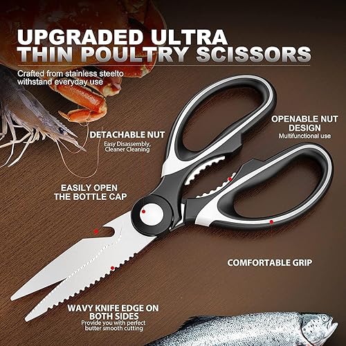 Miniatura 6 de Tijeras de cocina, incluye tijeras de mariscos, tijeras de cocina para el hogar, tijeras de barbacoa para aves de corral, tijeras de cocina de