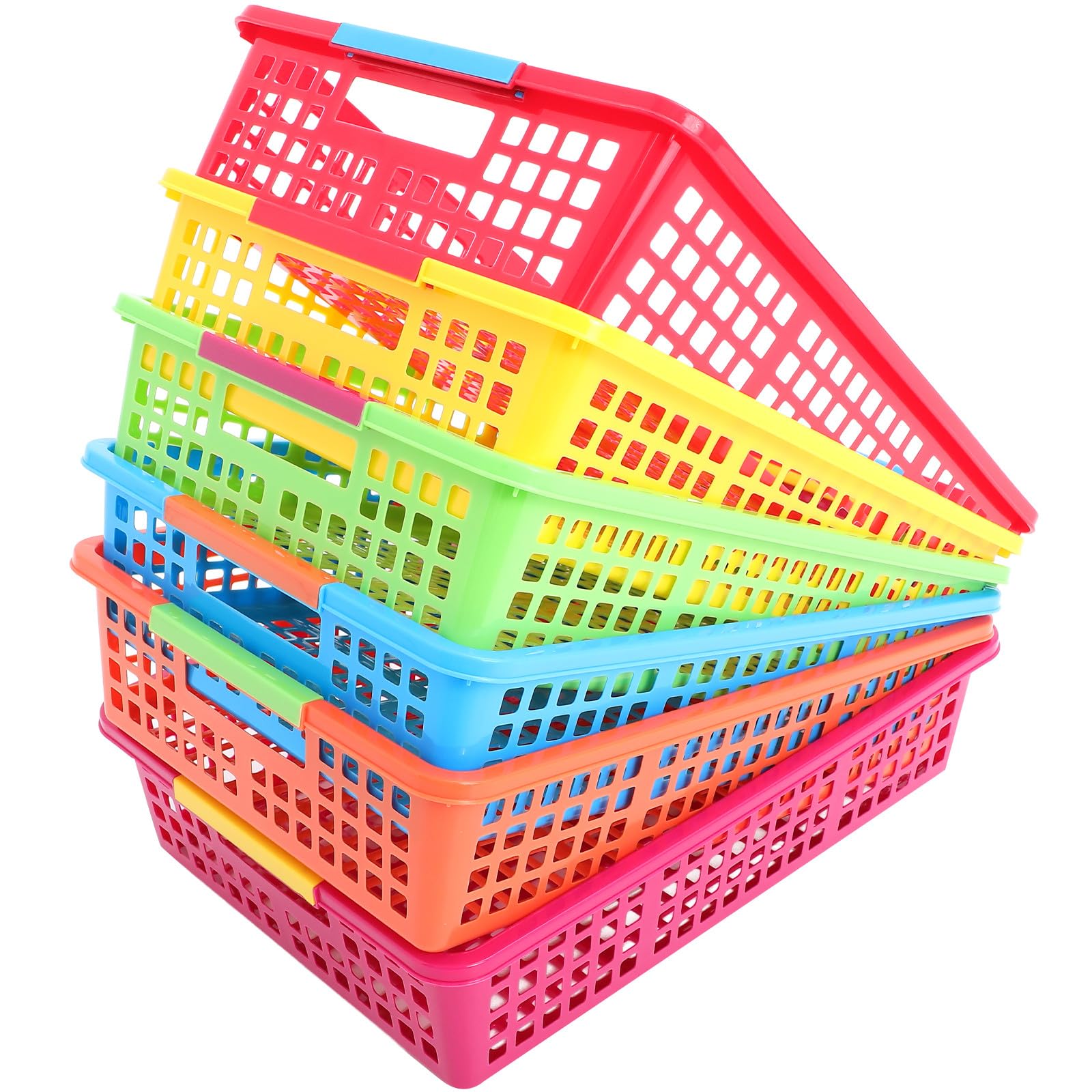 Paniers plastique empilables et lisses pour organiser les fournitures scolaires au quotidien