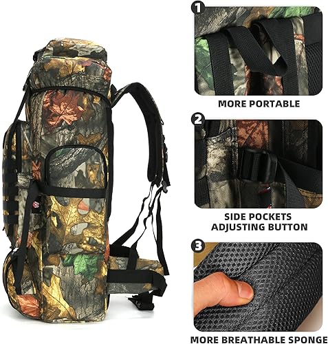 Vista 3 de King'sGuard 70L Camping Hiking Backpack Tactical Backpack Military Molle Rucksack Backpack for Outdoor