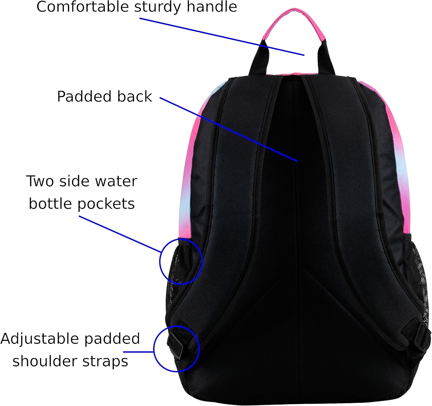 FUEL Travel Laptop Carry On Backpack Sport Shock Multi Large Compartments for College Bookbag, Hiking, Work, 18.5 x 13 x 7 Inches, Pink Pastel
