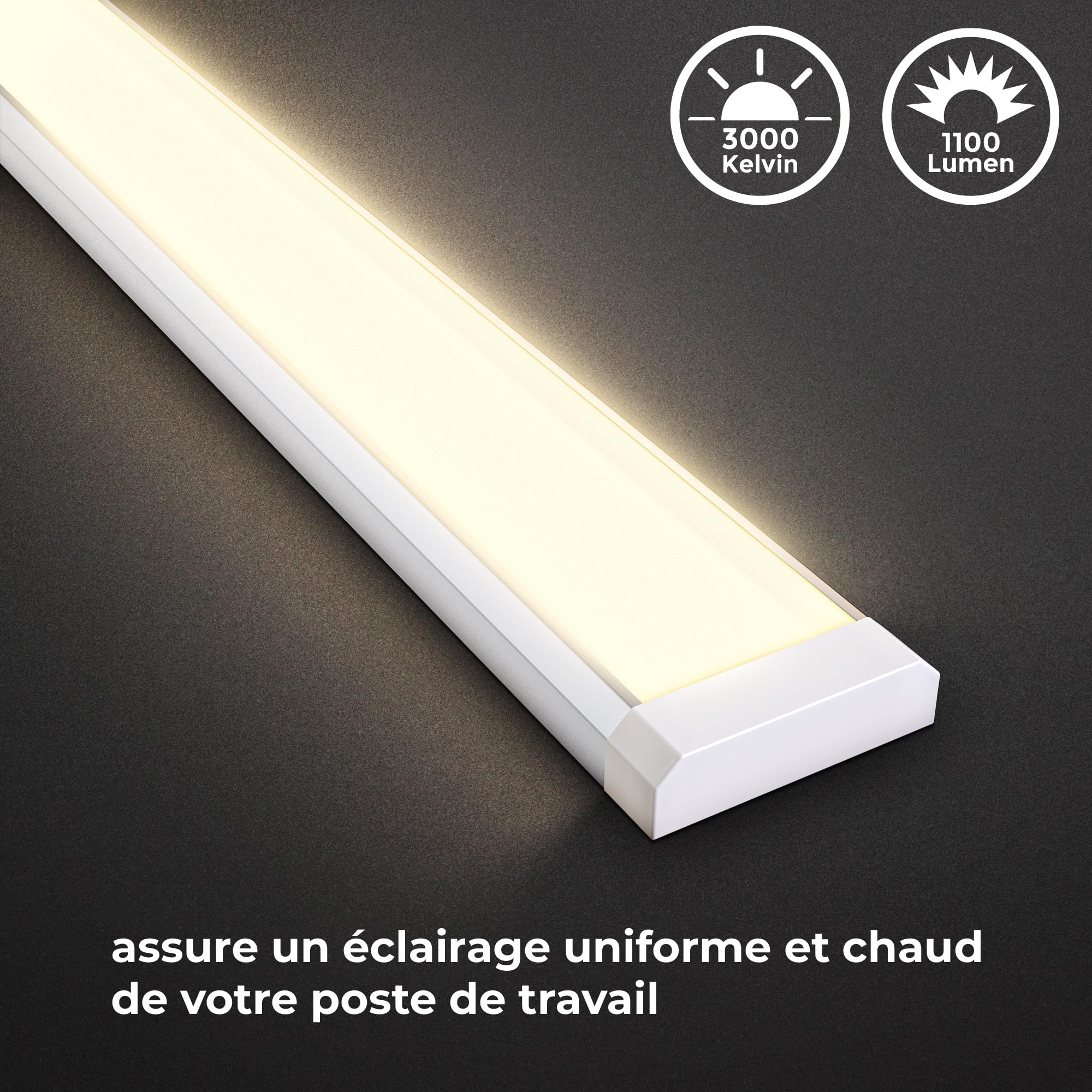 B.K.Licht - Listwa LED z włącznikiem/wyłącznikiem, ciepła biel, kolor światła, w zestawie kabel wtykowy, lampa podszafkowa, oświetlenie kuchni, listwa świetlna LED, oświetlenie szafy, lampa kuchenna,
