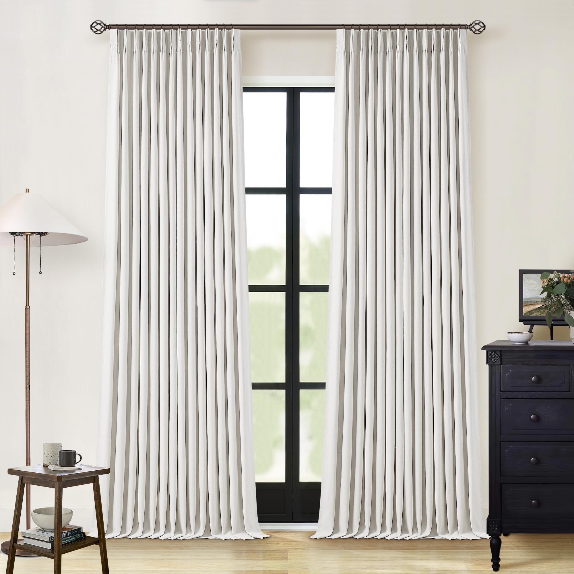 Amazon.com: Beige White Pinch Pleated Full Blackout Curtains 2 Amazon.com: Beige White Pinch Pleated Full Blackout Curtains 2