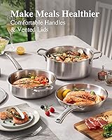 Vista 5 de Stainless Steel Cookware Set,Tir-Ply Pots and Pans Set,10 Pcs Stainless Steel Induction Kitchen Cookware Sets,PFOA Free, Frying Pans,Saucepans,Saute