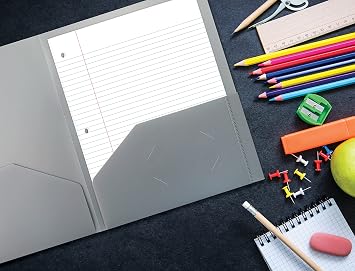 Better Office Products Thick Gray Plastic 2 Pocket Portfolio Folder 24 Pack Letter Size Poly Folder 24 Pack Gray