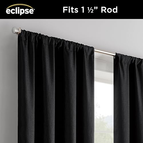 Vista 130 de ECLIPSE, Kendall - Cortinas blackout térmicas modernas con bolsillo para cortinero, cortinas para ventana de habitación o sala (1 panel), 42x84