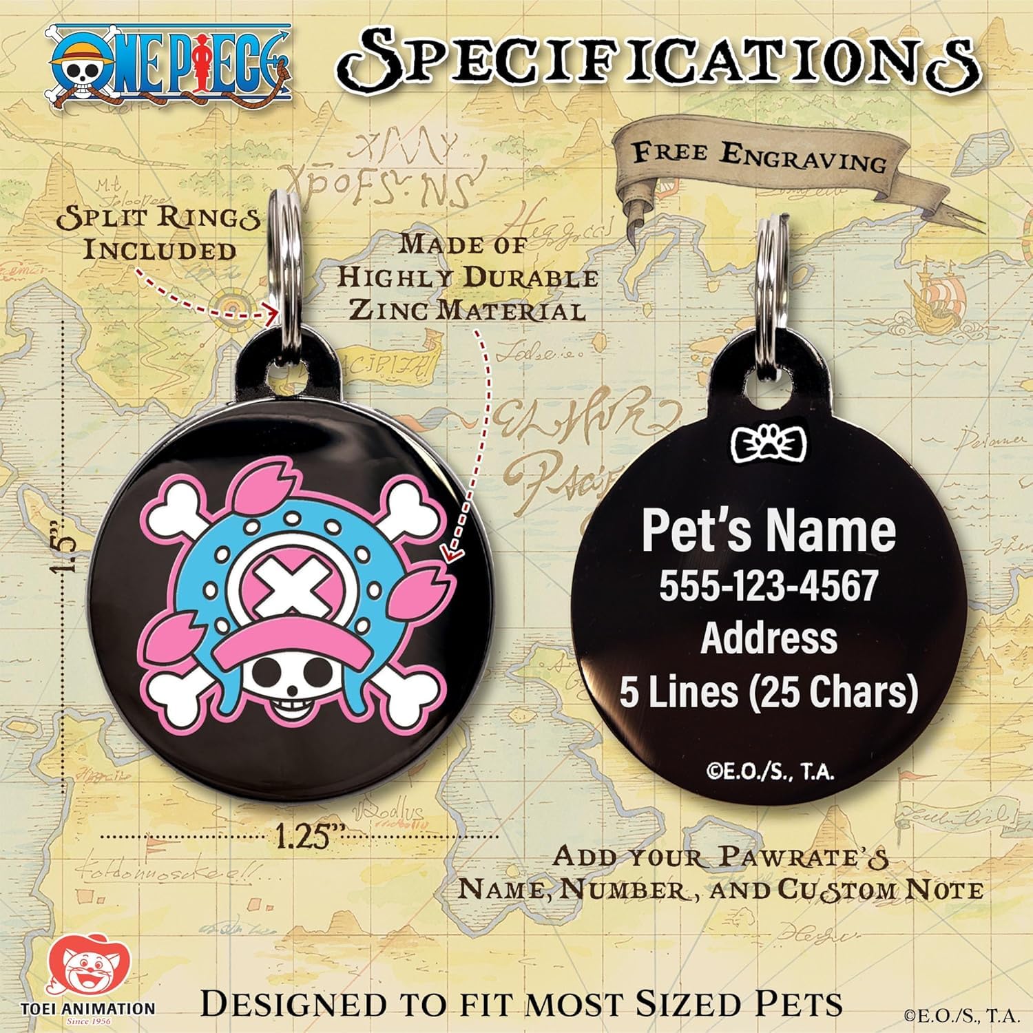 Amazon.com : One Piece Anime Personalized Dog Tags for Pets: Straw