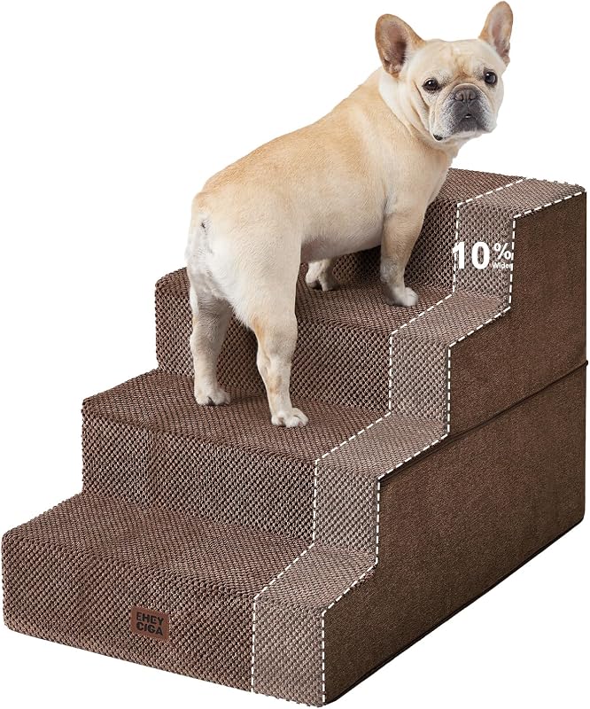 Escada para Cães EHEYCIGA com 4 Degraus, Espuma e 45,72 cm de Altura, Marrom