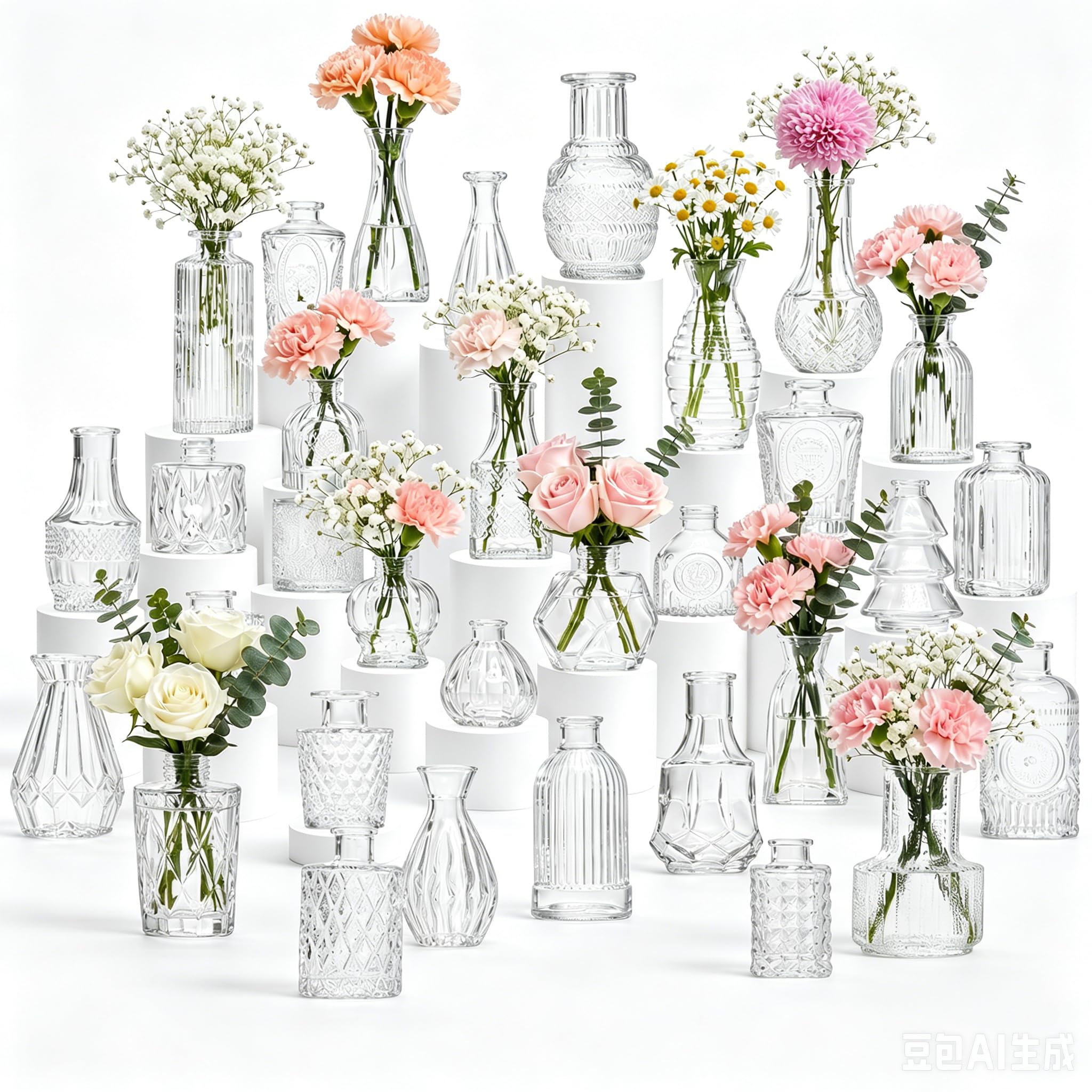YINGERHUAN 32 Pcs Clear Glass Bud Vases in Bulk - vases | Mubboo