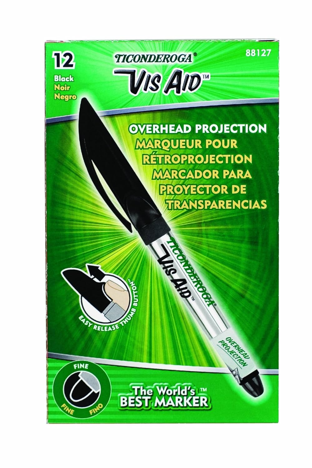 TICONDEROGA VisAid Overhead Projector Transparency Markers, Fine Point