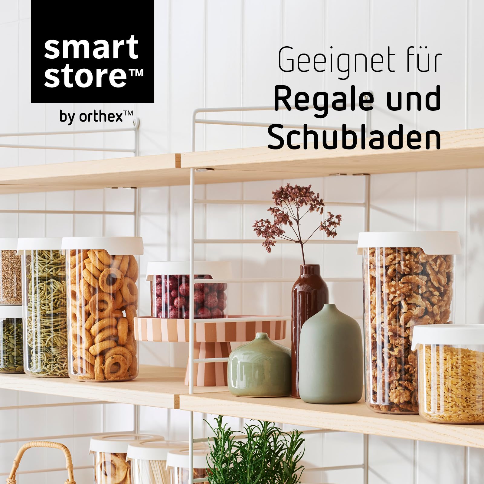 SmartStore Set di contenitori rotondi per alimenti secchi trasparenti con coperchio, 6, senza BPA, lavabili in lavastoviglie, 4 x 0,75 l, 2 x 1,45 l