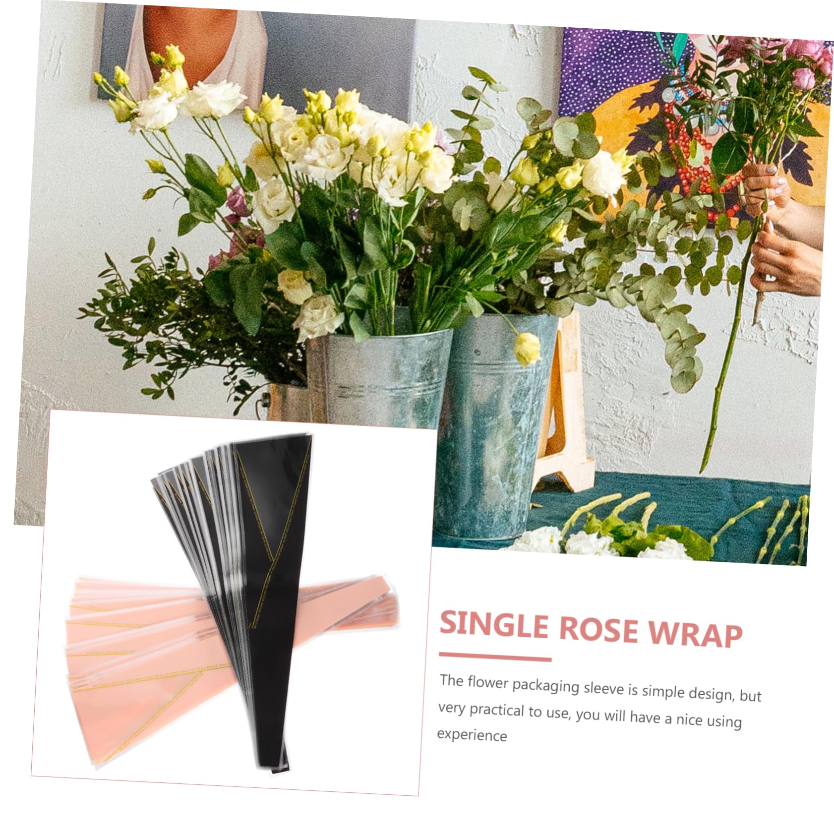 KOMBIUDA 2 Packs Bouquet Sleeve for Single Rose Flower Wrap Transparent Flower Packaging Sleeves Total and Displaying