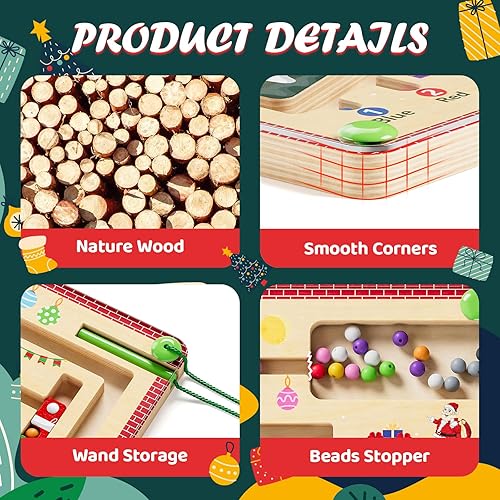 Miniatura 3 de Laberinto magnético de color y números, juguetes Montessori para niños de más de 3 años, tablero de actividades de rompecabezas de madera, juguete