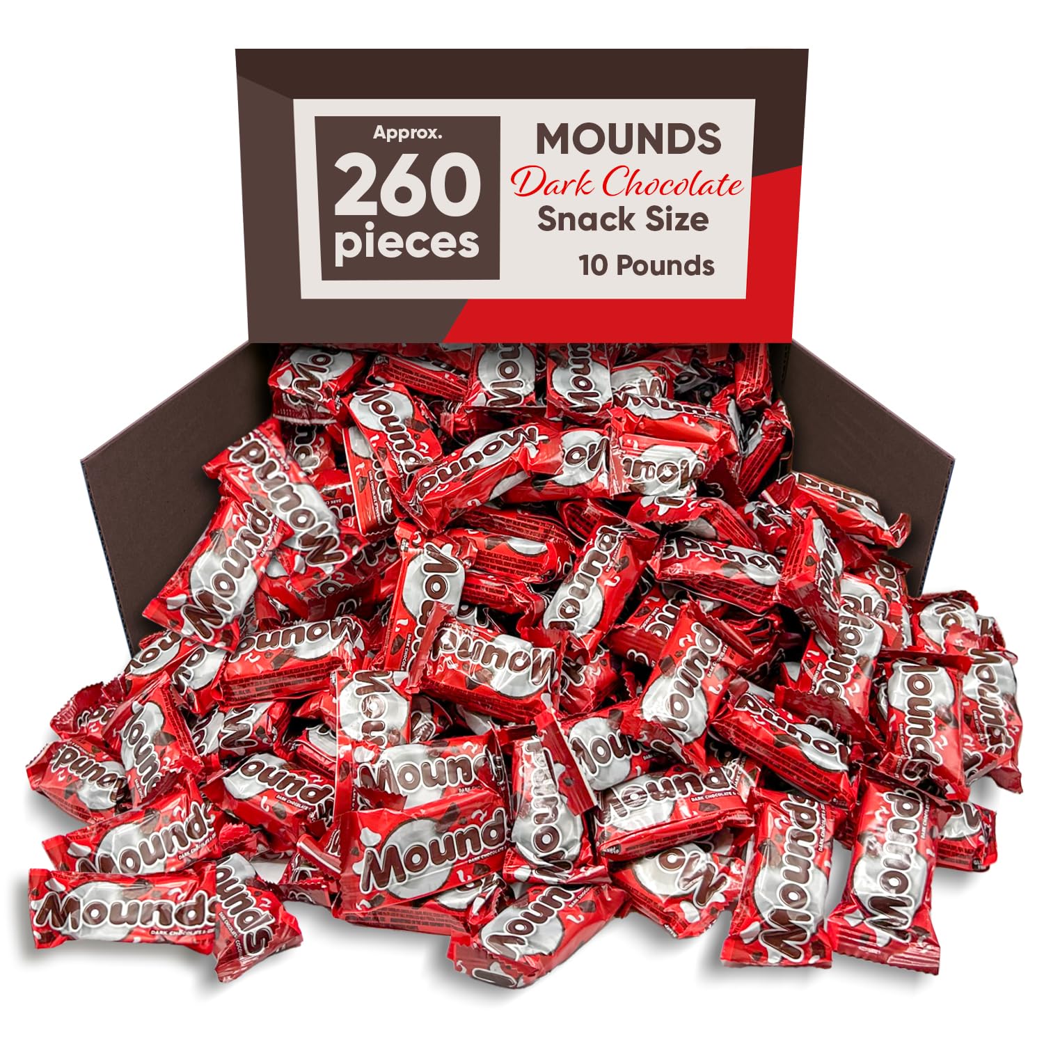 Dark Chocolate & Coconut Bars – 10 lb Bulk Pack, Approx. 260 Individually Wrapped Pieces, Rich & Chewy Coconut Filling, Perfect for Snacking, Sharing & Candy Buffets