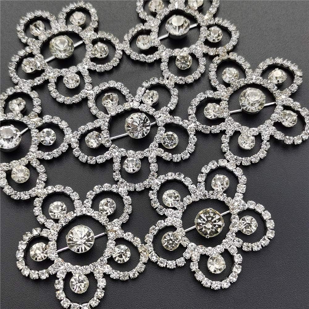 Handmade 11.5x11.5cm Bright Silver Crystal Patches Sew-on Rhinestones Applique with Stones Sequins Beads DIY for Wedding Dress Decor Accessory Belt Waist Decoration Chain Necklace Trim Sewing Craft