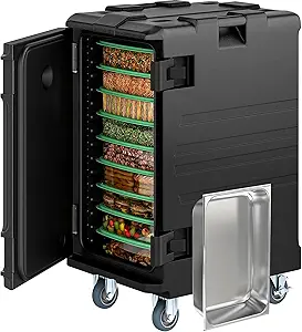 YITAHOME Insulated Food Pan Carrier, 127 Qt LLDPE Hot Box for Catering w/Stainless Steel Pan, Catering Food Warmer with Swivel Casters for 9 Full-Size Pans, Stackable Design for Restaurant Gathering