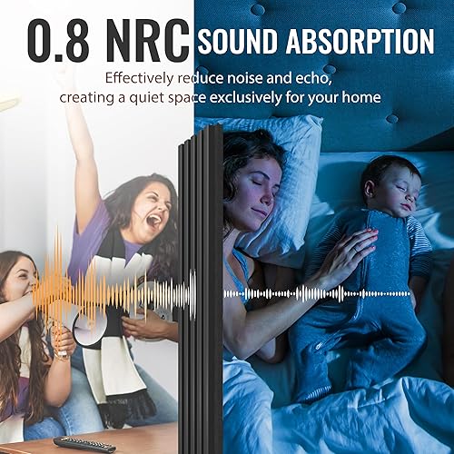Miniatura 6 de PrimeZone Paneles de pared acústicos de madera  4 paneles de pared 3D de 90.5 x 7.9 pulgadas, a prueba de sonido, absorción de sonido y reducción de