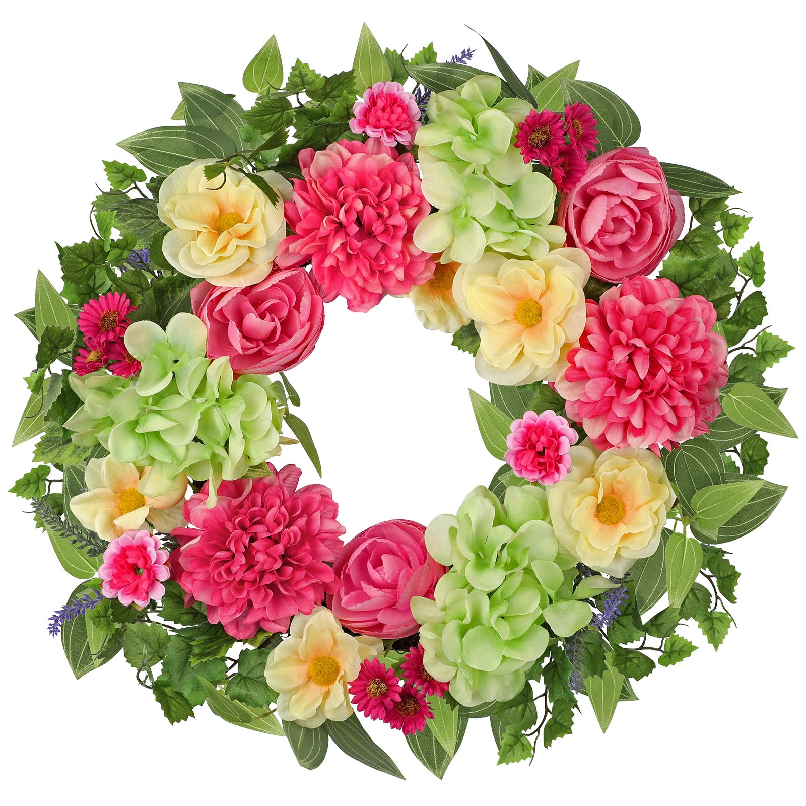Couronne de fleurs artificielles deco exterieur printemps Briful