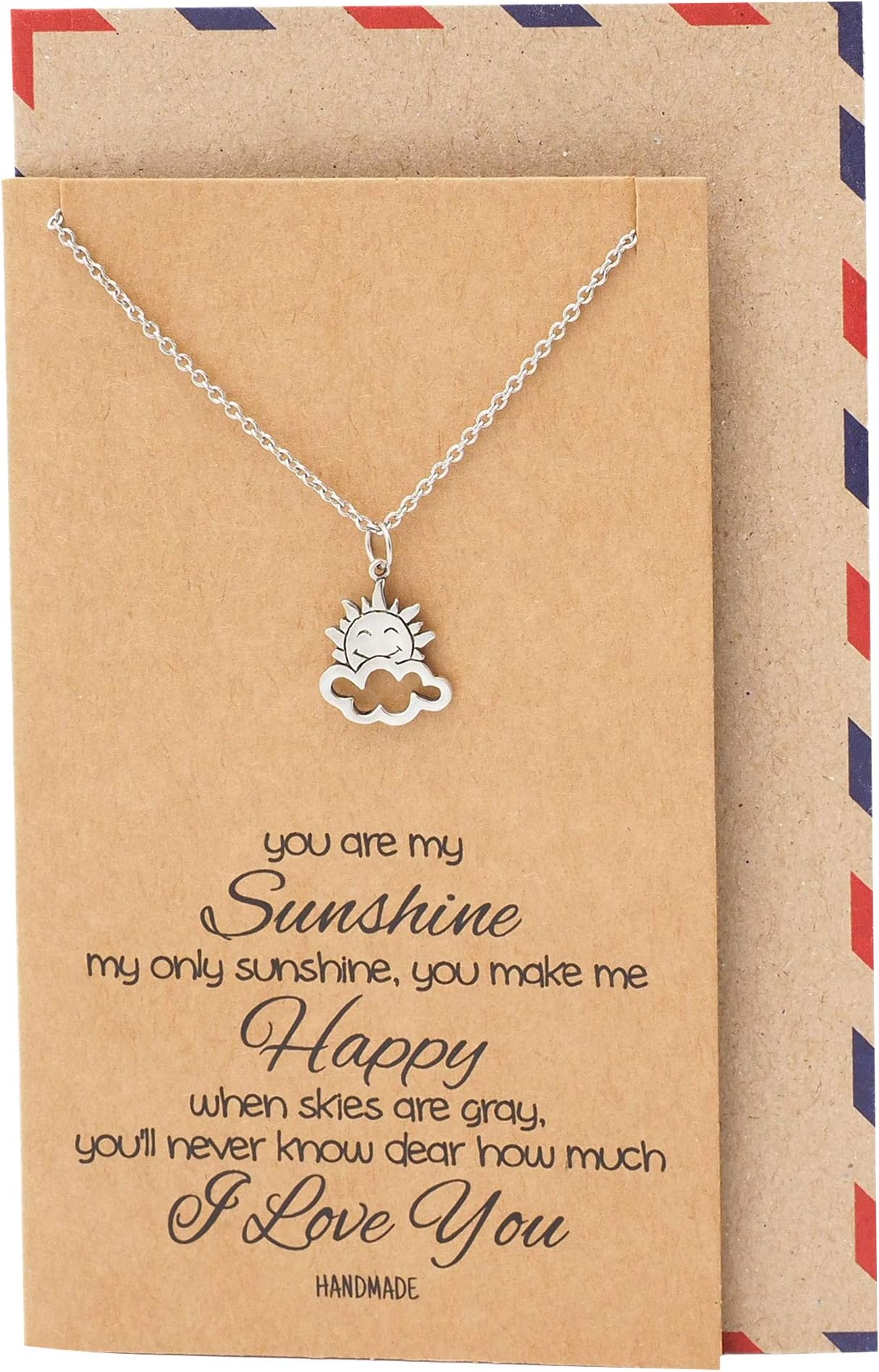 quan jewelryRay of Optimism Sunshine Necklace, Sunny Day Cloud Surya Happiness Charm, New Beginnings I Love You Reminder, You're My Sunshine Positivity & Good Vibes - Handmade