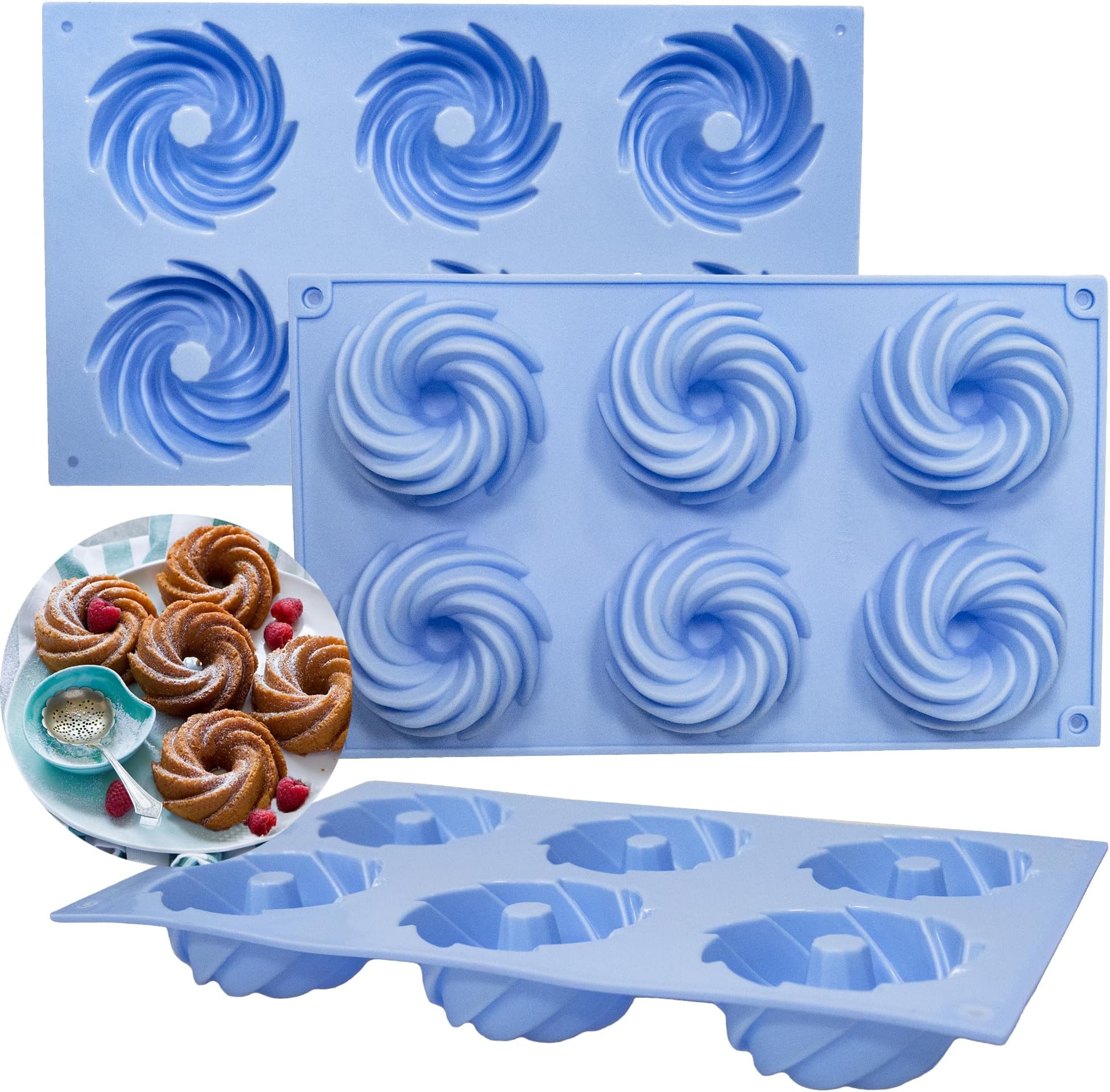 Elesinsoz 3pcs Mini Bundt Cake Pan, 6Cavity Thickened