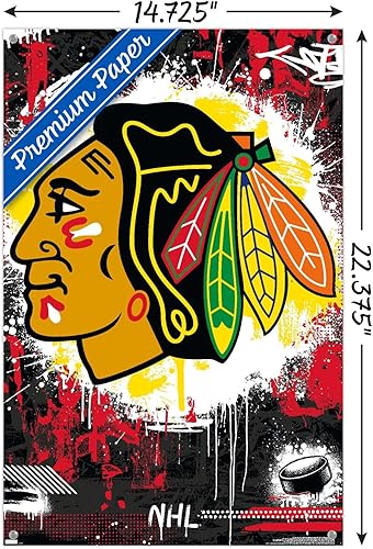 Miniatura 3 de Trends International NHL Chicago Blackhawks - Póster de pared con el logotipo Maximalist 23, 14.72 x 22.37 pulgadas, paquete de póster y alfiler